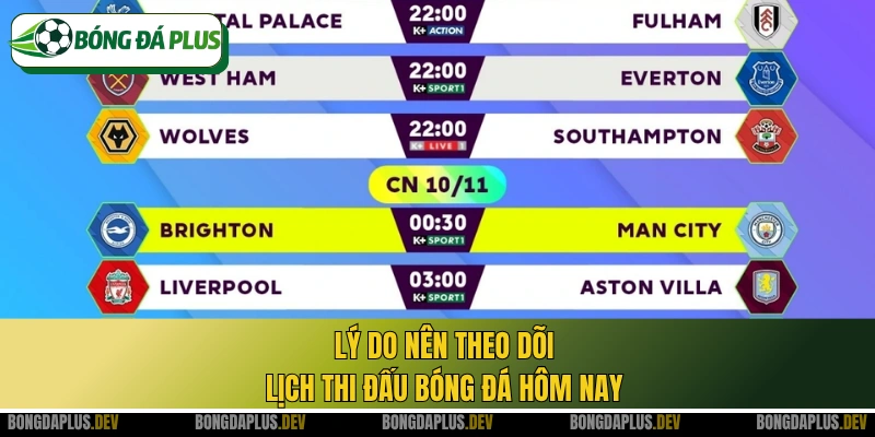 Lý do nên theo dõi lịch thi đấu bóng đá hôm nay